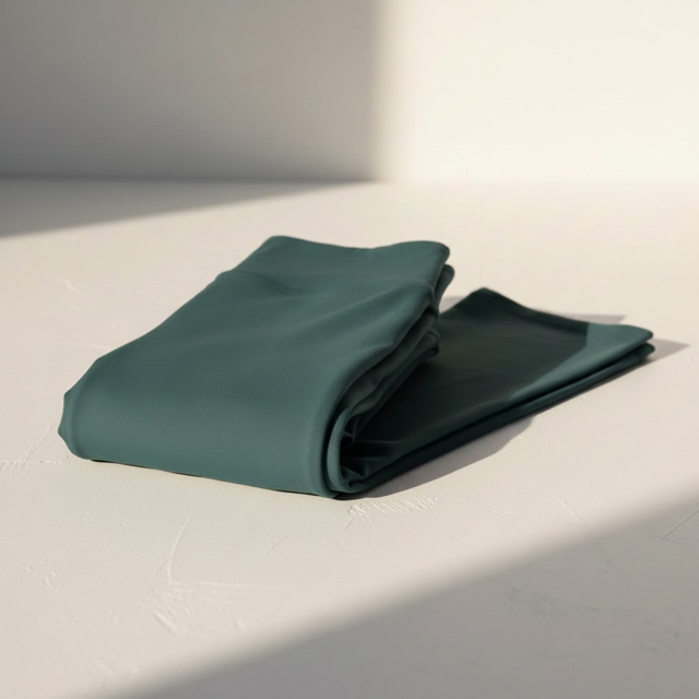 Evergreen girls’ flare pants folded to show the fabric