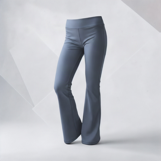 Deep Teal girls’ flare pants, full-length front view