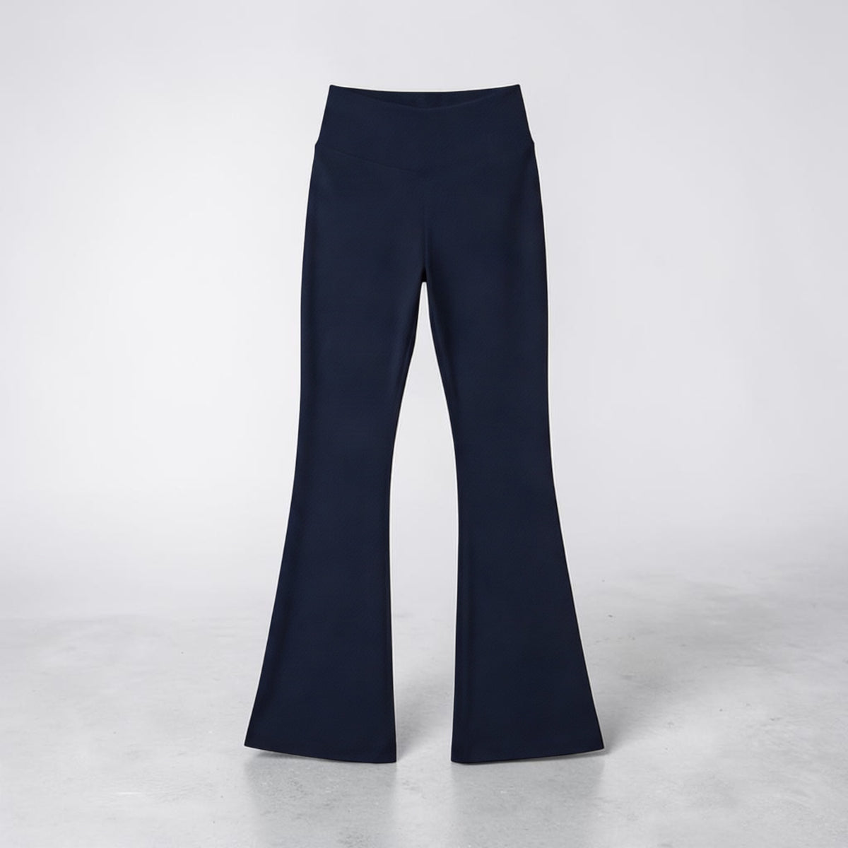 Navy Blue girls’ flare pants, full-length front view